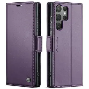 Anti-Oil Leather Case with Card Slot, Supports Wireless Charging, High Quality Cash Holder, Fits Samsung Galaxy S21/S22/S23/S24/S25/S26 Plus/FE/Ultra
