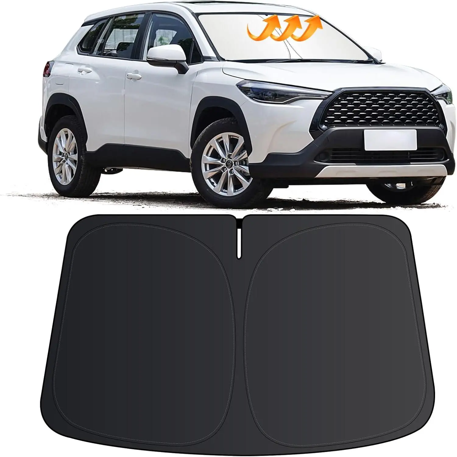for Toyota Corolla Cross Sun Shade 2022-2025 2026 (Not for Corolla), Car Front Window Covers Sun Visor Protector, Foldable Blocks UV Rays Windshield Sunshade for Toyota Corolla Cross Accessories