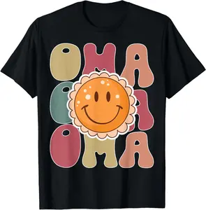 100%cotton Smile Retro Groovy Oma Family Matching T-Shirt