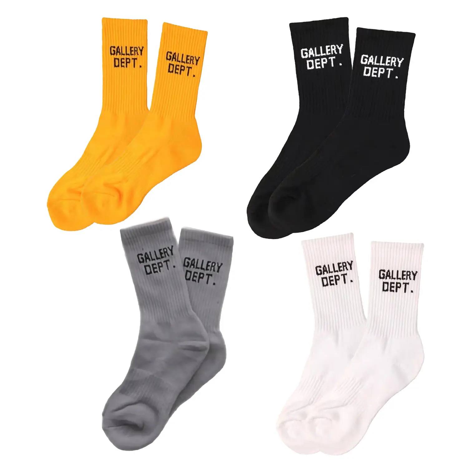 4 Pairs GALLERY DEPT Socks Women's  Men's Mid-Tube Lightweight Casual Calf Socks Colorful Novelty Solid Color Dress SocksFashion Casual Mid-Tube Sports Socks