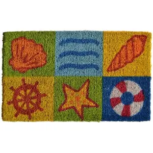 212 MAIN Hand-Tufted Woven Sea Motifs Door Mat - Outdoor Household Textile Carpet for Outdoor Entry, Home Entryway