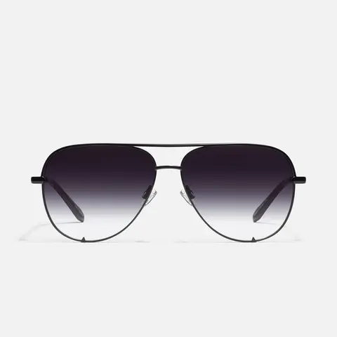 QUAY - HIGH KEY LARGE Black Sunglass Aviators  Stylish Sunglasses Trendy Frames Sunglasses Summer Trendy Sunglasses