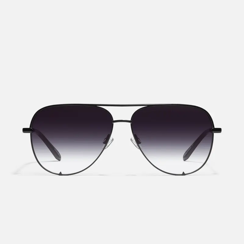 QUAY - HIGH KEY LARGE Black Sunglass Aviators  Stylish Sunglasses Trendy Frames Sunglasses Summer Trendy Sunglasses