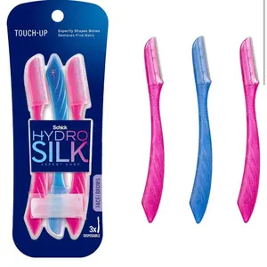 Schick Hydro Silk Touch-Up Dermaplaning Tool & Precision Cover, 3ct | Facial Razor, Eyebrow Razor, Peach Fuzz Remover for Women | Dermaplane & Face Shaver - Cosmetic, Makeup Compact Flawless