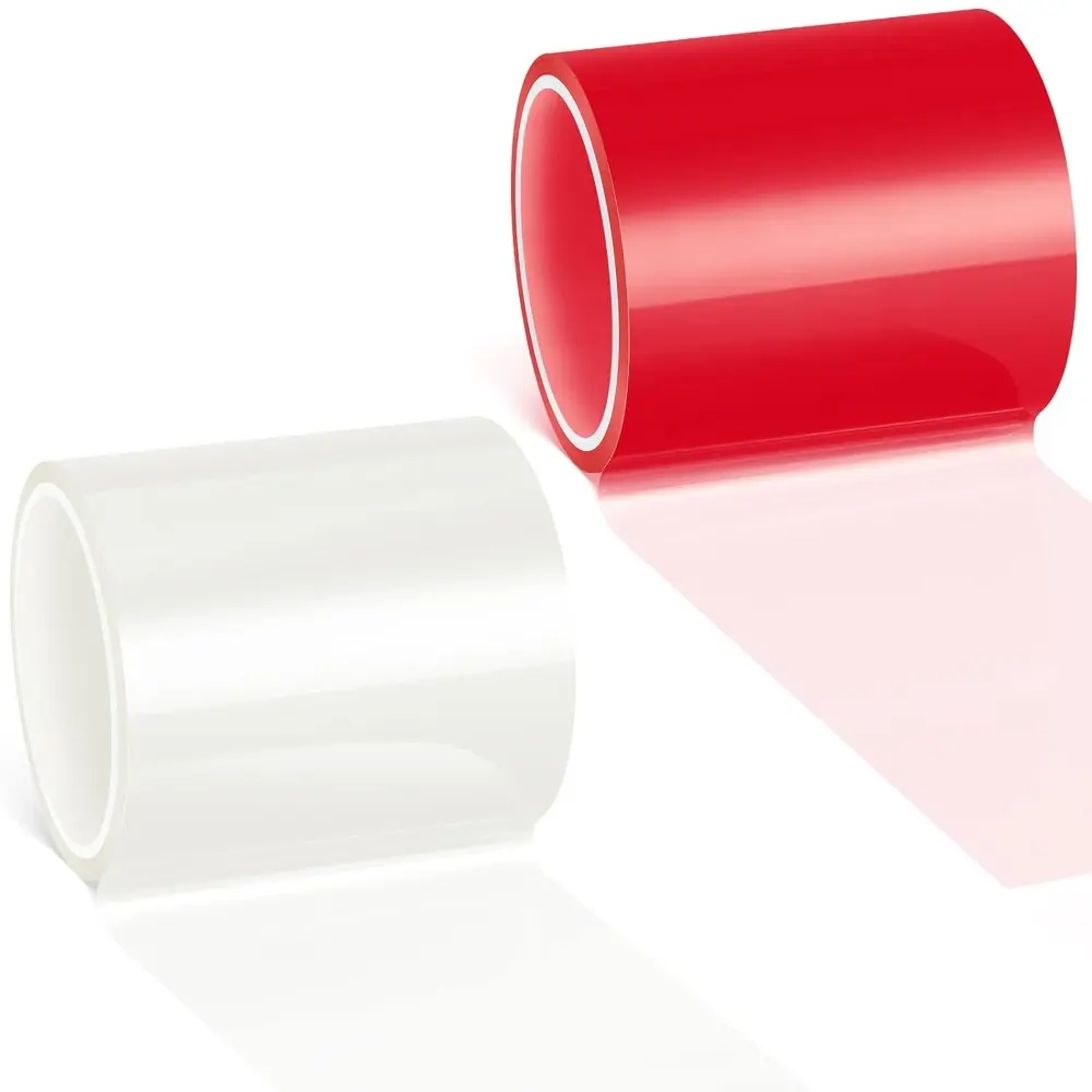 Self Adhesive Waterproof Automotive Repair Tape (5m x 5cm/16.4ft x 2in) - 2 Rolls, Abundant Quantity for Cars' Headlight Lenses, Tail Lights, Turn Signals (Red, Transparent Options)