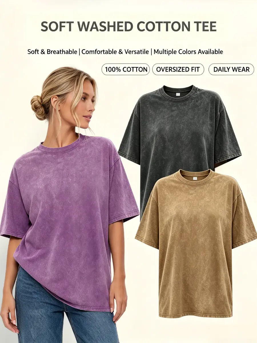 3 Pack Unisex Oversized Basic T-Shirts, All Seasons Streetwear Tops in Soft Cotton with Retro Acid Wash & Graphic Prints, Plus Size, Basic Tee, Gentle Cycle, Plain, Round Neck, Office, Layer, Thanksgiving, Easter, Valentines Day, Foldable, Athletic, Jacke