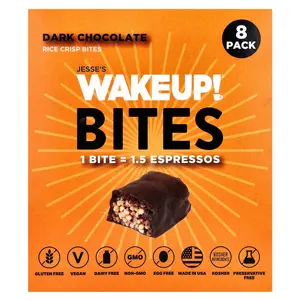 Jesse's WAKEUP! Rice Crisp Bites, Dark Chocolate, 8 Pack, 0.53 oz (15 g) Each