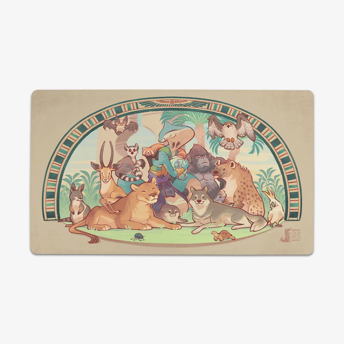 Custom 24x14" Thin Desk Mat - Independent Artists' A Vizier and His Pets Artwork, Premium Polyester Top, Grippy Base, Anti-Slip Scratch-Resistant Desktop Protection Mat