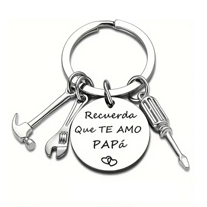 PAPA Keychain Recuerda Que Te Amo Papa English/Spanish Phrase Regalo para Papa Dad Gift, Mens Giftsfor Dads, Ideal Father's Day Car Key Fashion Accessory