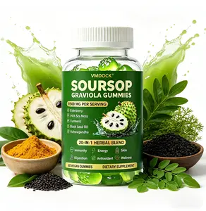 Soursop Gummies 20-in-1 Herbal Complex | Sea Moss, Moringa, Turmeric, Black Seed Oil, Oregano & Ashwagandha | Immune Support & Daily Wellness | Vegan, Non-GMO | 60 Capsules