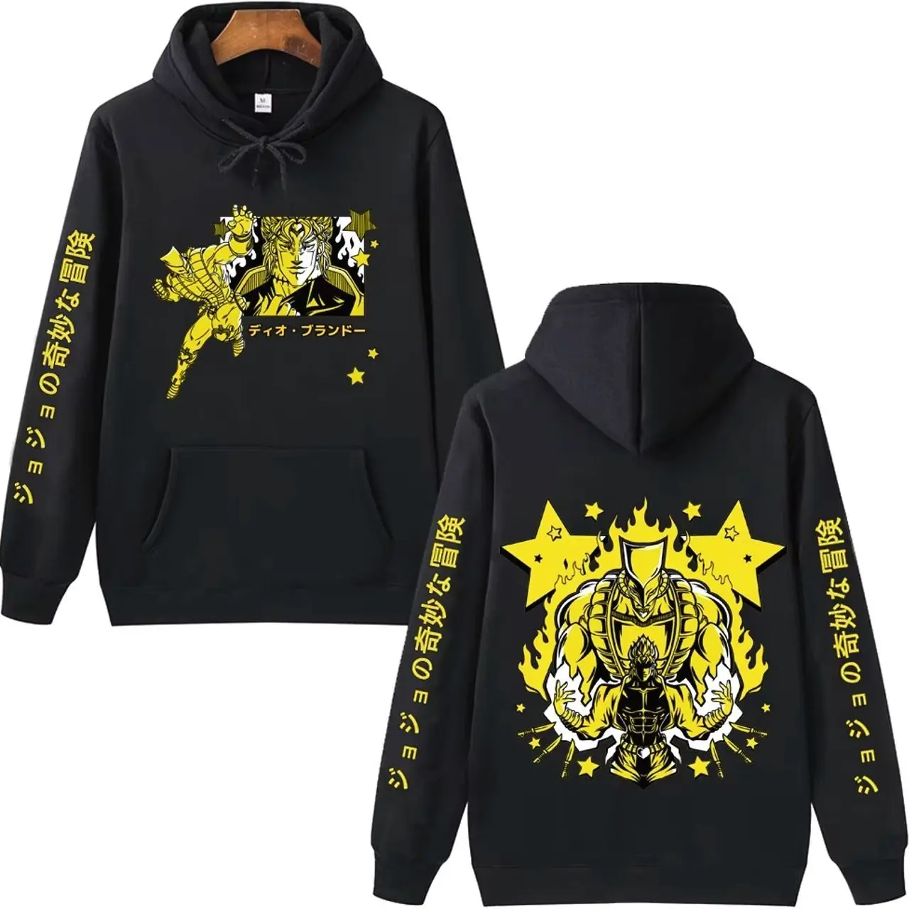 Harajuku Anime JoJo's Bizarre Adventure Dio Funny Graphic Printed Hooded Men Women Manga Hoodies Casual Sweatshirt Male Pullover