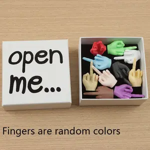 1Set 3D Printed Mini Middle Fingers with a Box, Featuring a Fun Humorous Plastic "F-U" Gesture, Random Color, a Gag Prank Gift, Plastic Hand