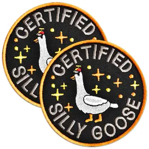 2Pcs Certified Silly Goose Patch Set, Embroidered Hook and Loop Tactical Military Funny Meme Patches for Tactical Backpack