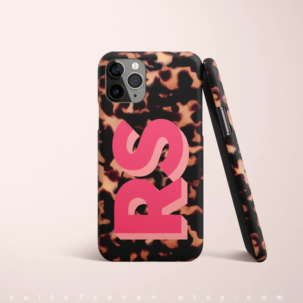 Personalized Initials Tortoise Shell Monogram Phone Case