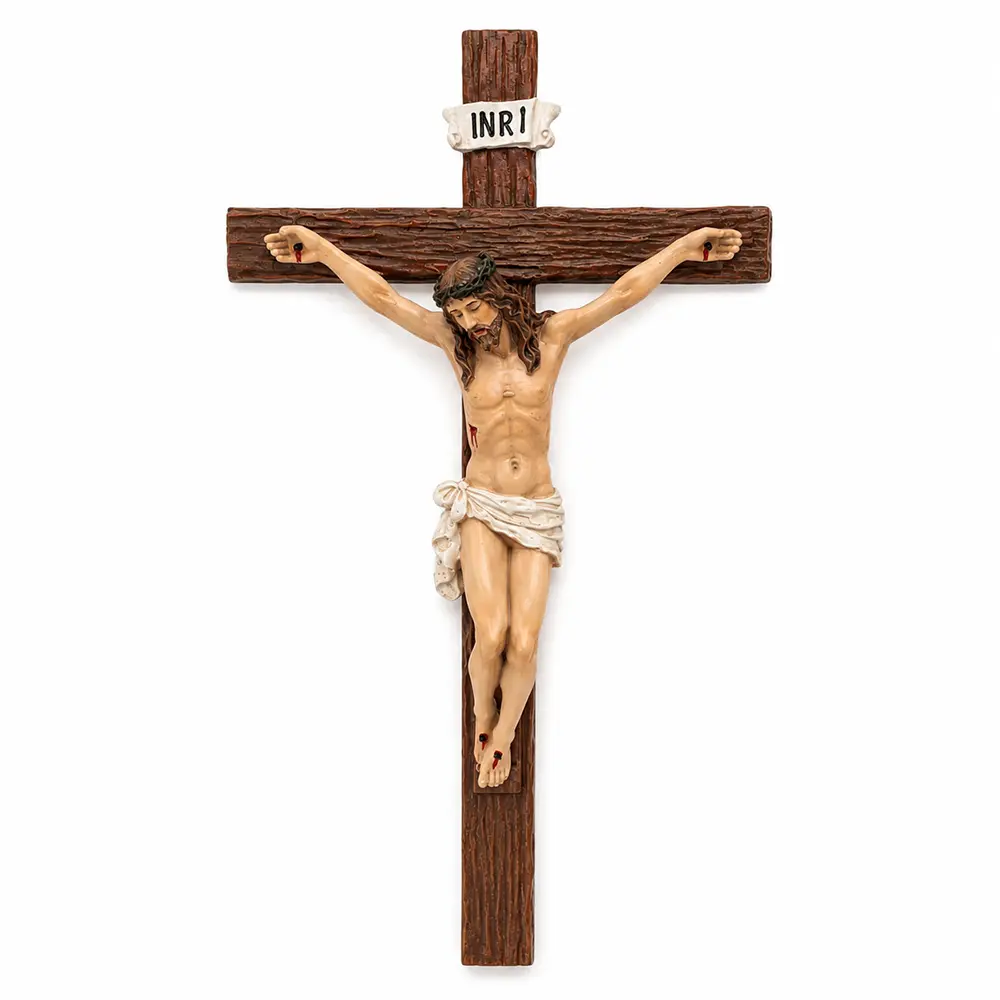 Premium Catholic Crucifix Jesus Cross 10 x 5.4 Inch Wall Hanging & Standing Decor for Christian Home Altar Gift