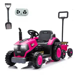 12V Kids Electric Ride On Tractor with Detachable Trailer & Toy Shovel, Powered Farm Tractor Car with Parental Remote Control, ASTM Certified Safety PP Material, Bluetooth Music, LED Lights, Holiday Gift for Toddlers Age 3-6 (Red)