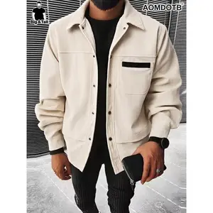 Men’s Oversized Corduroy Shirt Jacket, Casual Fashion Button-Front Coat, Warm Long-Sleeve Lapel Design, Autumn & Winter Wear