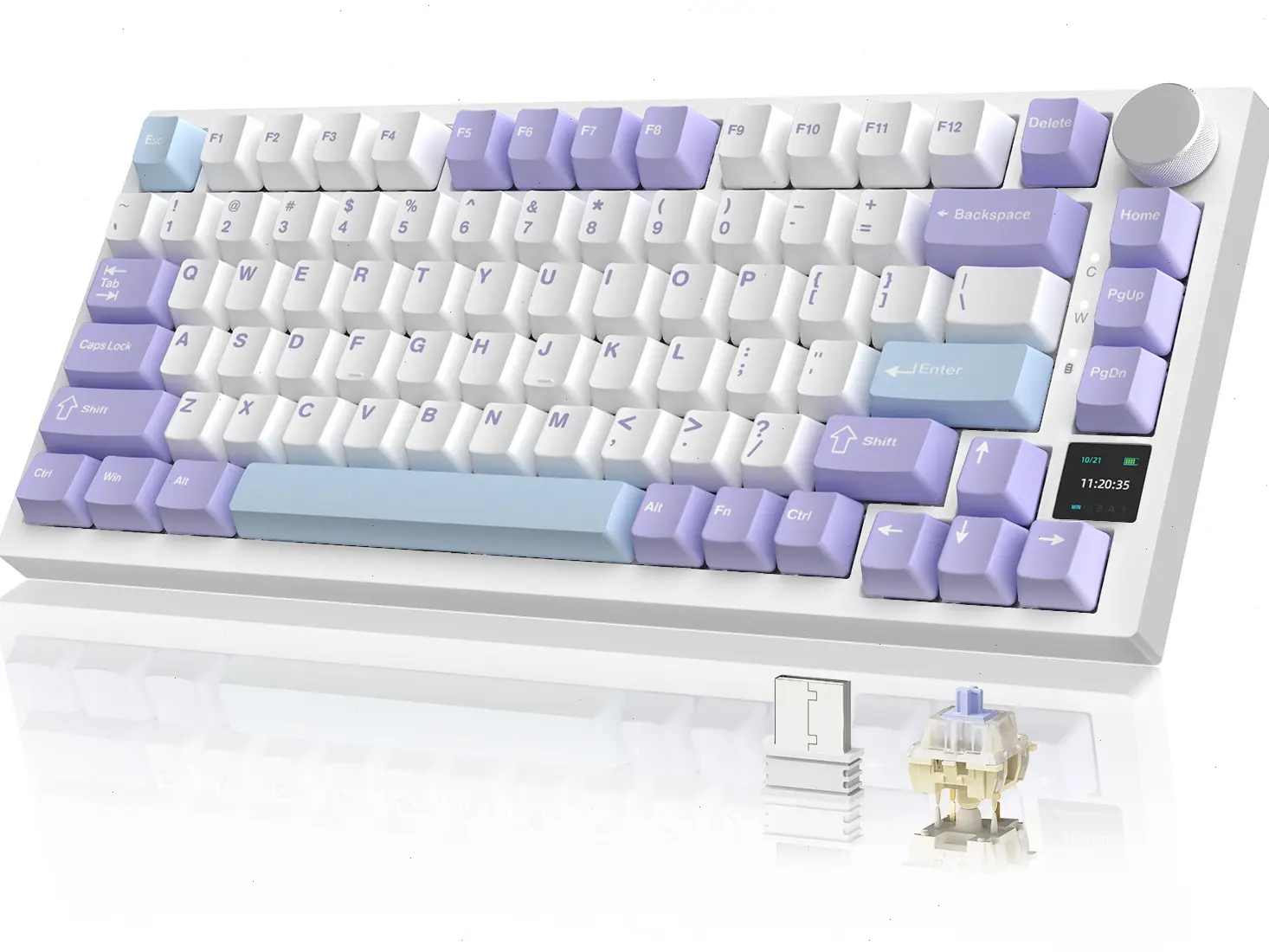 ajazz AK820 Pro  Wireless Gasket Gaming Keyboard with Screen,Mechanical Gaming Keyboard,TFT Display & CNC Knob,Hot Swappable,Bluetooth 5.1/2.4G hz/Type-C,RGB Backlit,Custom Keyboard for PC/Win