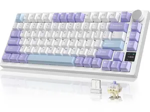 ajazz AK820 Pro Wireless Mechanical Gaming Keyboard TFT Display &Knob Hot Swappable Bluetooth 5.1/2.4G hz/Type-C Gasket-Mounted RGB Backlit Custom Keyboard for PC/Win