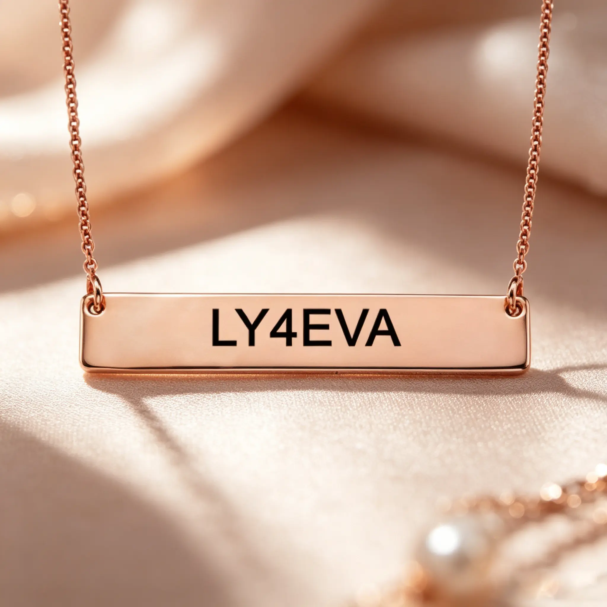 LY4EVA Love You Forever Custom Bar Necklace Personalized Engraved Couple Jewelry Gift