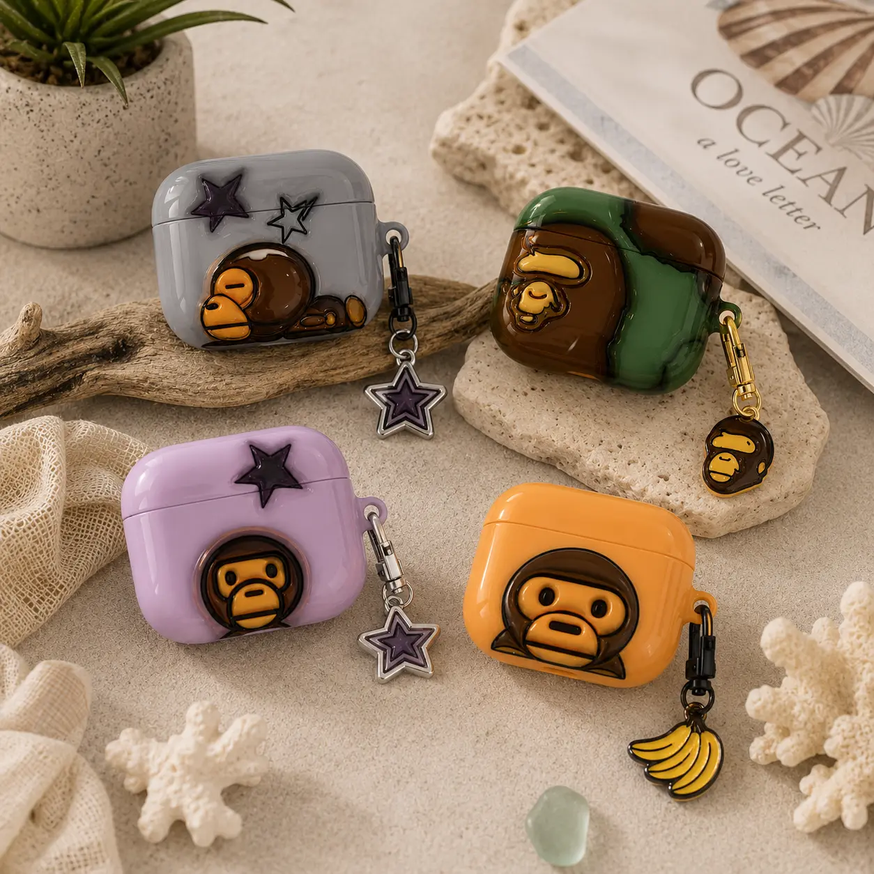 NO KEYCHAIN INCLUDED Baby Monkey Airpod Cases Collection , Y2K Style Earbuds Cover, Cute Durable Protective Cover for all Airpods Gen 1 2 3 4 Pro Case