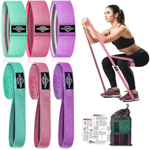 Fabric Resistance Bands Set - 6 Pack Non-Slip Exercise Bands for Home Workouts, Pilates, Stretching, Yoga Band - for Women and Men, All Fitness Levels
