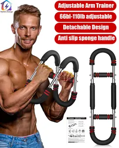 HomeCharge Twister Arm Trainer- 66-110lb Adjustable Arm Chest Exerciser for Men,Portable Spring Resistance Chest Workout Equipment,Power Twister Bar with Anti-Slip Grips for Home Gym Strength Training