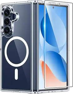 For Samsung Galaxy Z Fold7 Case, [Anti-Yellowing], [Compatible with Magsafe], [Invisible Kickstand & HD Screen Protector], Protective Phone Case for Samsung Galaxy Z Fold 7, Clear