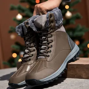 Women's Winter Boots Warm Insulated Snow Boots Warm Fur Lined Anti-Slip Booties Walking Shoes Outdoor Trekking Shoes Christmas