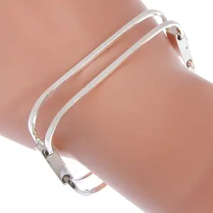 Pre-owned GUCCI Sterling Silver 925 (Ag925) Small Leather Goods Silver Bracelet