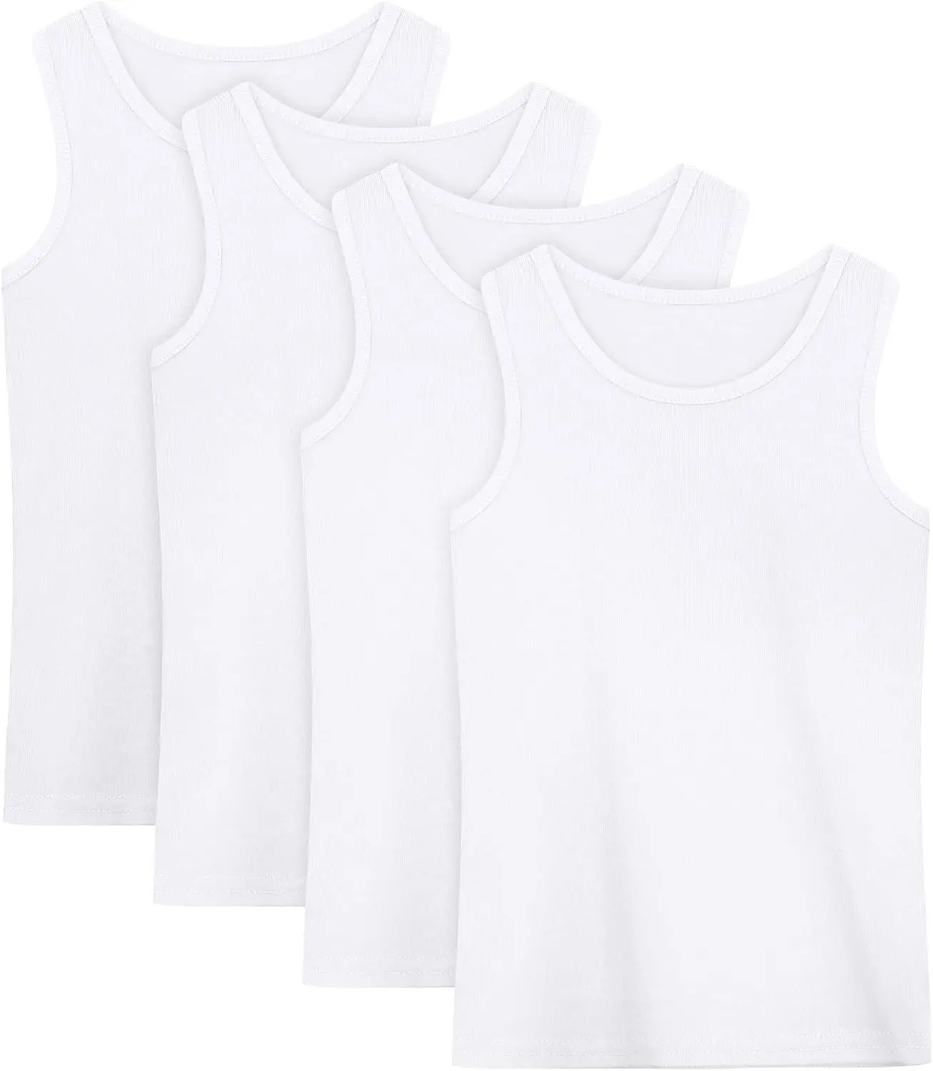 4 Pack Toddler Tank Top Boys Cotton Tank Undershirt Kids Sleeveless Undershirts Soft Round Neck Tank Tops(Gift)