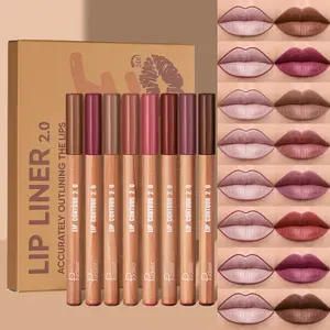 8-piece Lip Liner Pencil Set, Contour Lipstick Makeup, Nude Lipstick and Lip Pencil, Matte Lip Liner