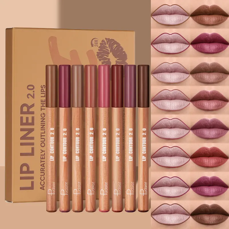 8-piece Lip Liner Pencil Set, Contour Lipstick Makeup, Nude Lipstick and Lip Pencil, Cosmetic