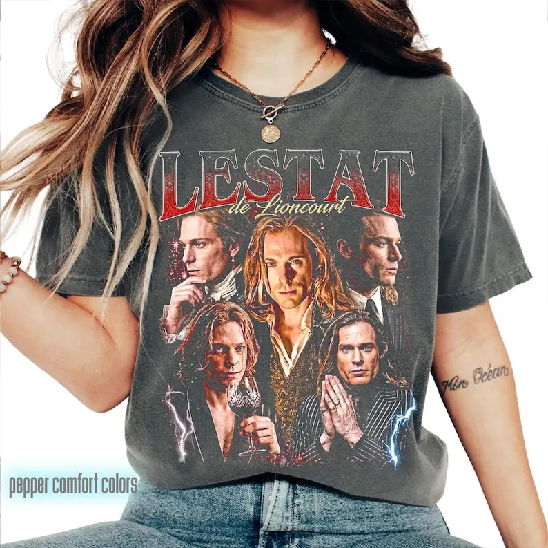 Comfort Colors Lestat de Lioncourt Shirt Graphic Tee, Retro 90s Vampire Bootleg T-Shirt, Gothic Horror Fan Gift, Interview TV Show