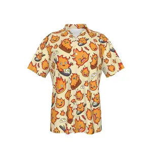 Calcifer Hawaiian Shirt  All-Over Print Fire Demon Shirt  Breakfast shirt  Cute Anime Vacation Wear  #hawaii #hawaiishirt