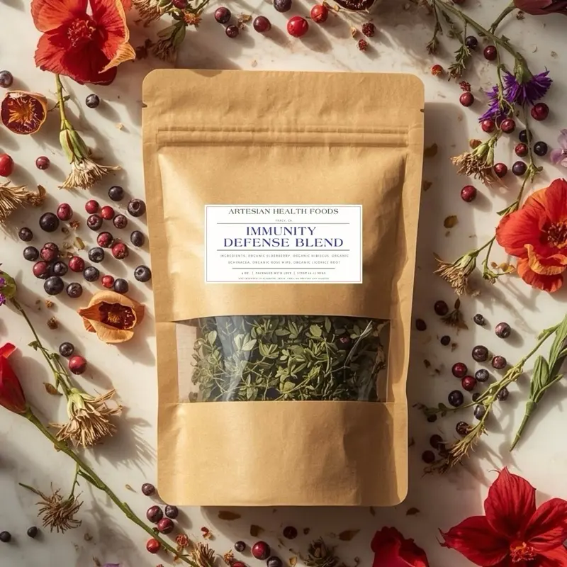 Artesian Health Foods Immunity Defense Tea Blend with Organic Elderberry Echinacea Hibiscus & Rose Hips for Natural Immune Support