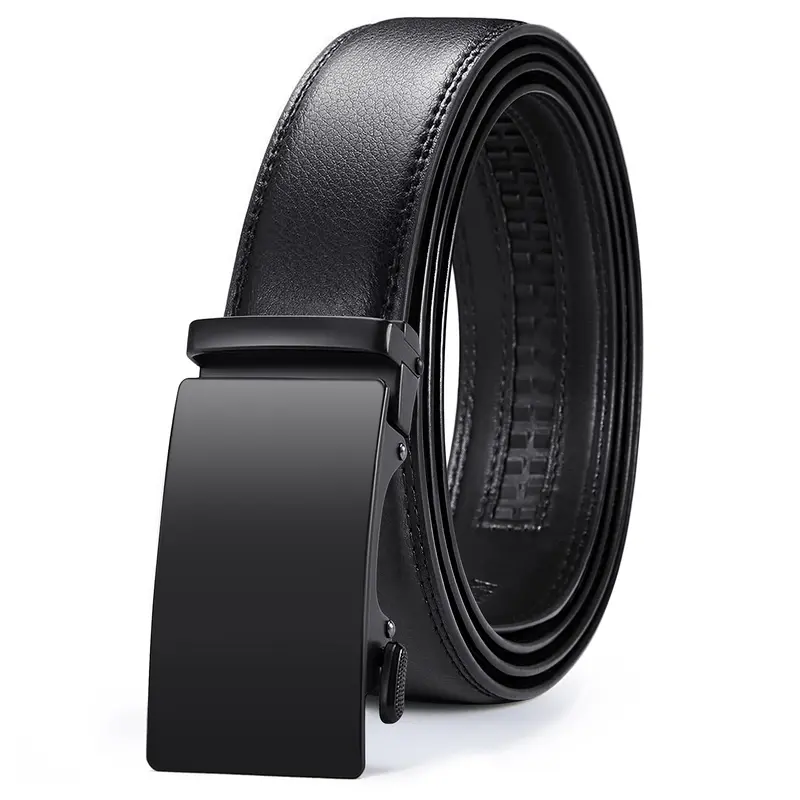 【Flash Sale】Men's Sturdy Ratchet Leather Belt, Cowhide Adjustable Waist Belt with Elastic Waist, Easy-Release Buckle, Elegant Design for Dress & Casual Wear, Bf Birthday Gifts for Him with Gift Box