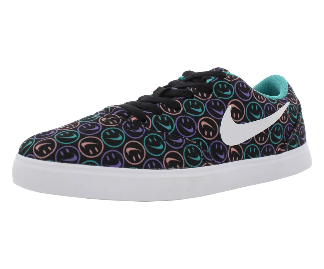 NIKE Girls' SB Check Canvas Skate Shoes - Black Lace-Up Athleisure Kid's Sneakers, All-Season Casual Wear, Check Pattern, Kids Sizes, Laces, 1 Pair, All Seasons
