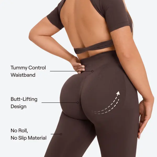BetterMe Women's SculptMe High-Waisted Contour Knit Leggings - Squat-Proof, Tummy Control, Butt-Lifting, Choco Gray, for Yoga, Running, Dance Workout Pants (Do Not Iron)
