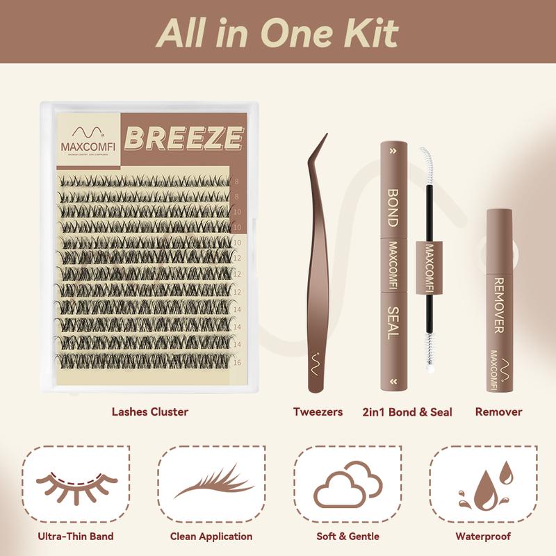MaxComfi Spider Lashes Breeze | DD Curl Kylie&Kim Lashes Vibe but Better Long-Lasting Waterproof & Super Soft&Thin Band | Venus Velure Waterproof Long-Lasting Natural Daily  Beginner-Friendly DIY Lashes for Flawless Voluminous Look Trendy Must-Have