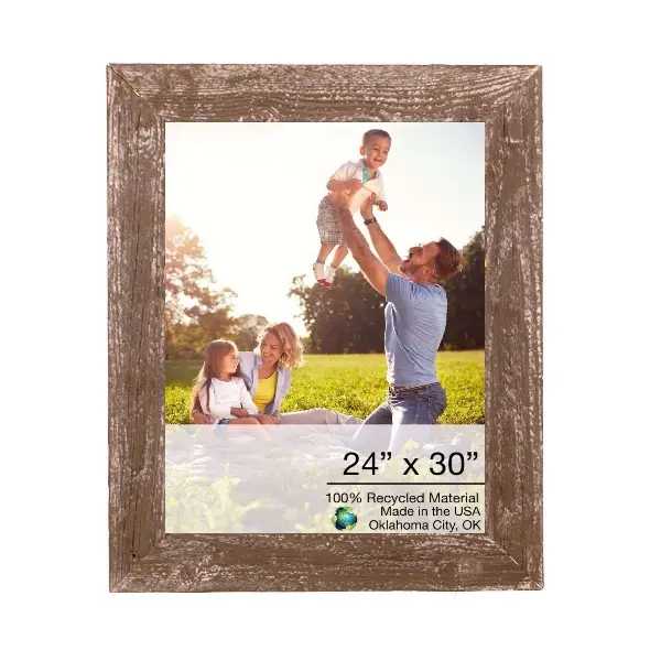 24x30" Handmade Rustic Farmhouse Espresso Brown Wood Photo Frame with 360-Degree Rotatable Stand, Home Decor Accessory, Home & Room Decor Accent, Wooden Frame