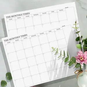 2-Pack Monthly Planner Calendar Paper, 11x8.5 Inches, Large Grid Writing, Home Office Study Schedule Organizer, No Date Design