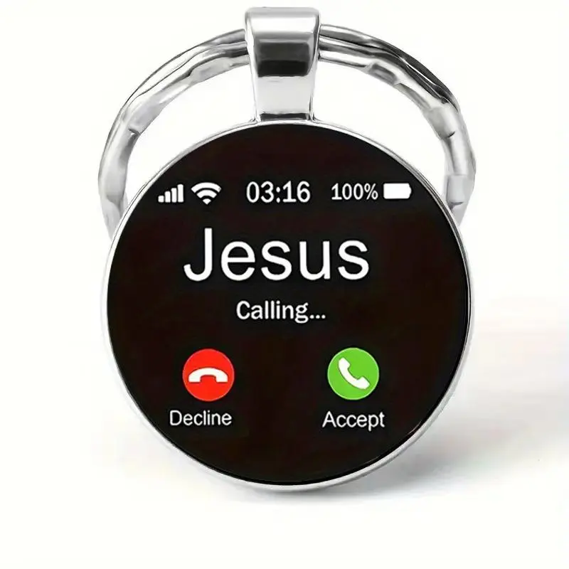 Jesus Calling Keychain, Christian Key Ring Gift, Faith Inspirational Keychain, Religious Gift for Men Women, God Bless You Reminder