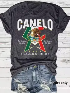 Canelo Alvarez CA No Boxing No Life Mexican Flag Eagle Graphic Tee Shirt Cotton Menswear