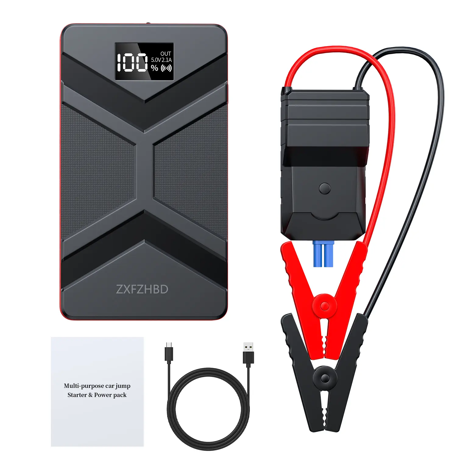 Car Starter, LED Flashlight Car Emergency Start Power 12V Jumper Box Jumper Battery Portable Car Battery Starter Automatic Battery Booster