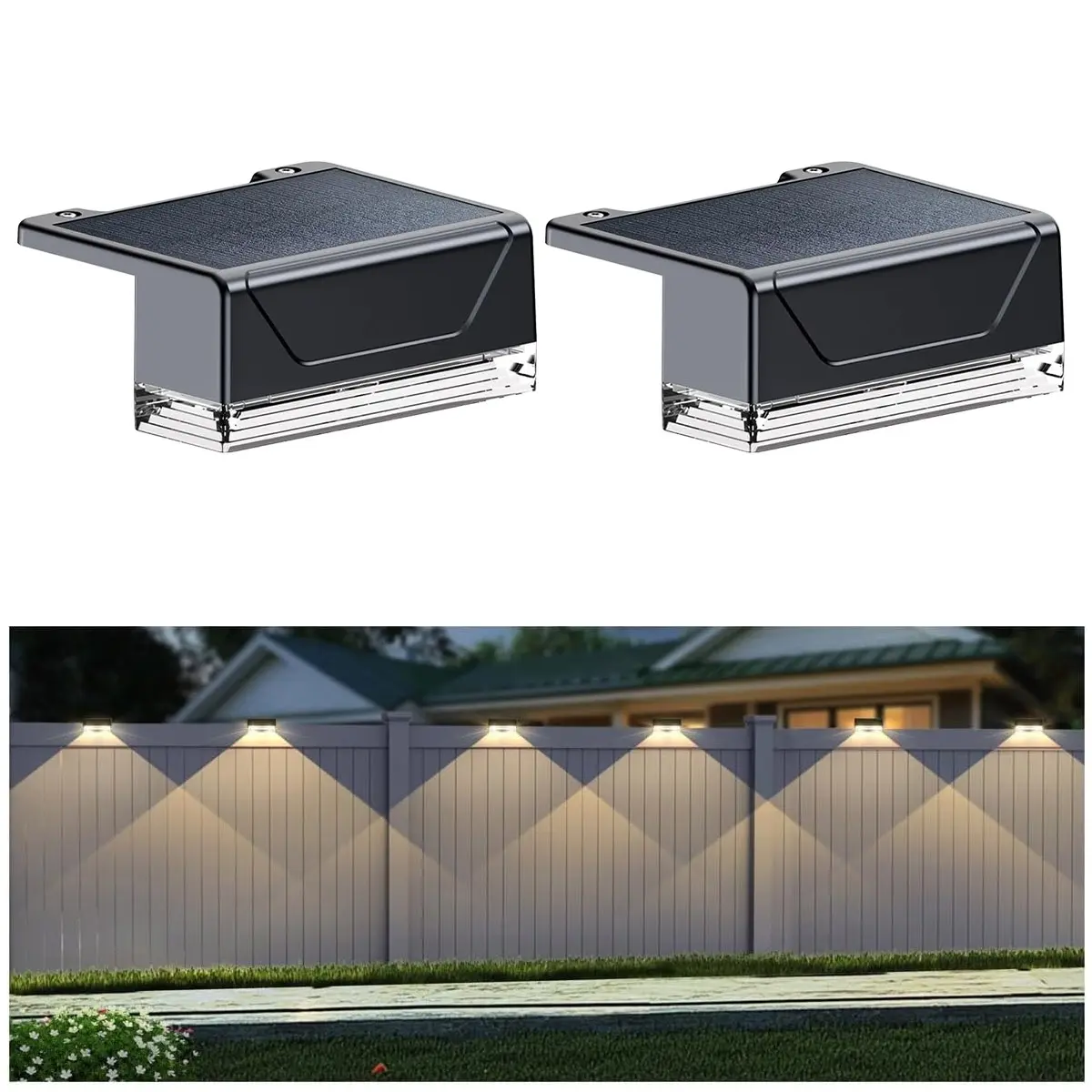 3 Mode IP65 Waterproof Solar Fence Lights Dusk To Dawn Outdoor Lighting for Decking Patio Garden Yard