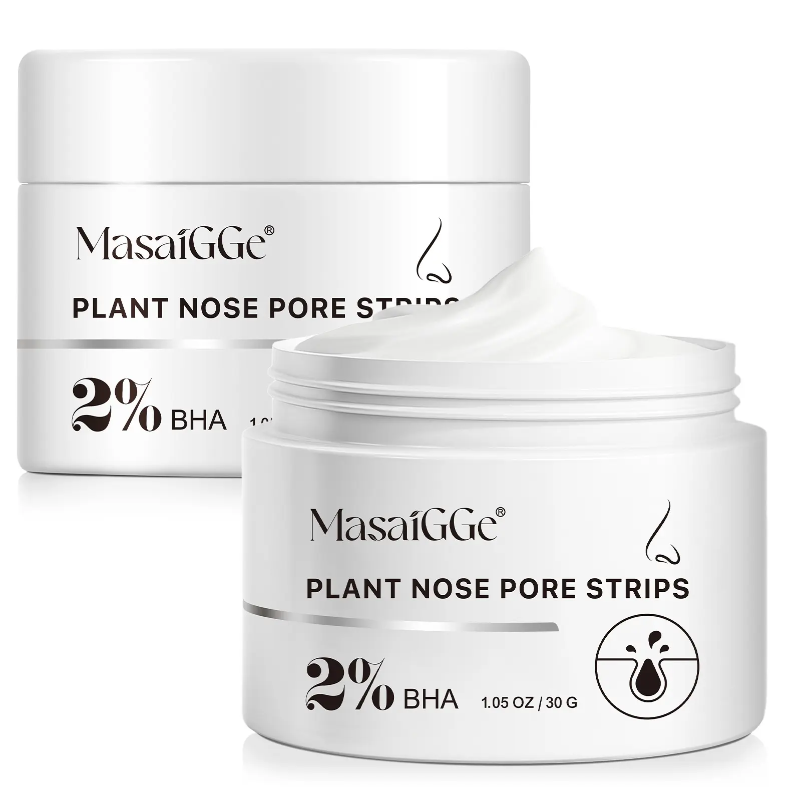 Masaigge Blackhead Removal Nose Mask 30g, Nose Strips, Dual Cleaning Mechanism, Adsorption & Gentle Pulling, Cleans Pores, Old Dead Skin, Fast Exfoliation
