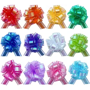 12PCS 6 Inches Large Rainbow Color Aurora Pull Bows Colorful Laser Ribbon Decoration for Gift Wrapping Bouquets Basket Birthday Anniversary Wedding