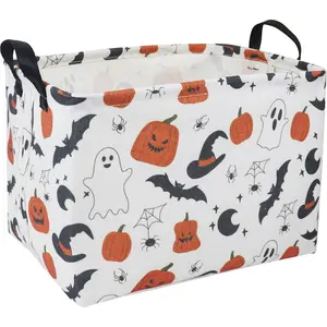 Rectangular Halloween Pumpkin Basket, Halloween Candy Gift Basket, Waterproof Books Box, Room Decor(Pumpkin)