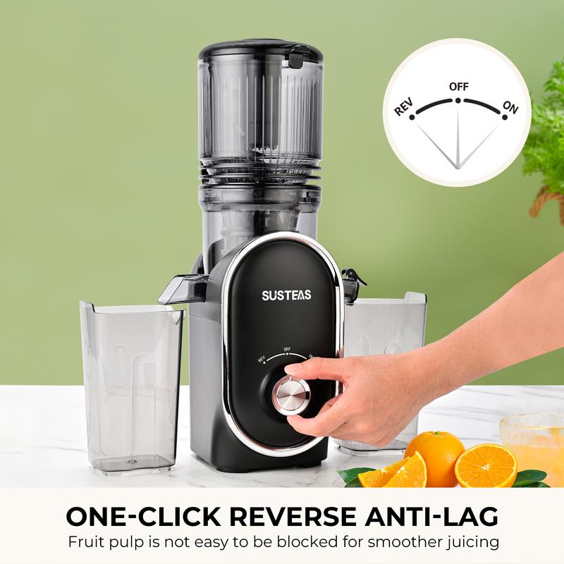SUSTEAS Cold Press Juicer with 5.3'' Large Feed, Easy to Clean, High Juice Yield, Includes Two Filters for Soft & Hard Fruits, 98% Juice Yield Healthy Life Kitchen Essential Juicer Machine Blenders
